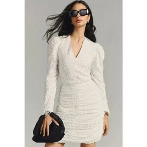 NWT ANTHROPOLOGIE Forever That Girl all sequin bridal rouched mini dress S